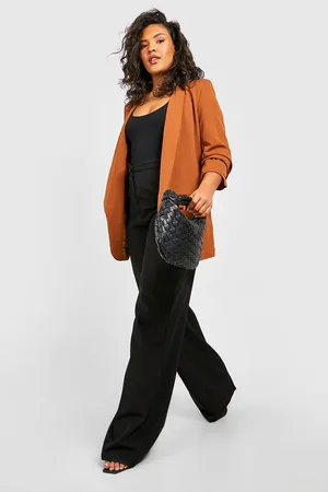 Boohoo Plus Ruched Sleeve Blazer