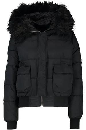 Boohoo Faux Fur Hood Crop Puffer Jacket