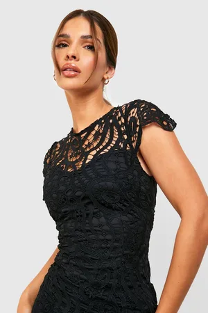 Boohoo Lace Cap Sleeve Midi Dress