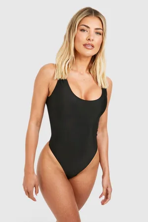 Boohoo 2 Pack Print Plain Scoop Neck Swimsuit