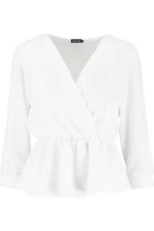 Boohoo Woven Wrap Peplum Blouse