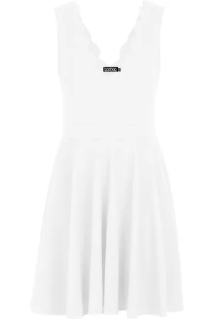 Boohoo Scallop Plunge Skater Dress