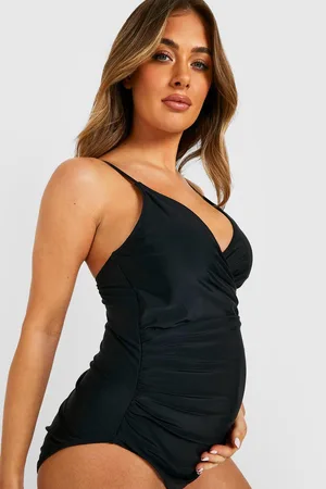 Boohoo Maternity Bump Control Wrap Over Swimsuit
