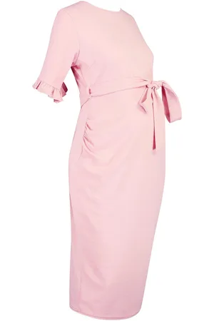 Boohoo Maternity Ruffle Midi Bodycon Dress