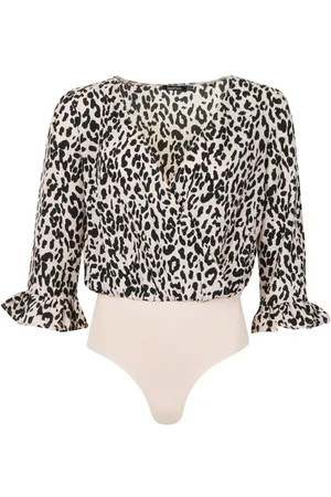 Boohoo Leopard Ruffle Sleeve Bodysuit
