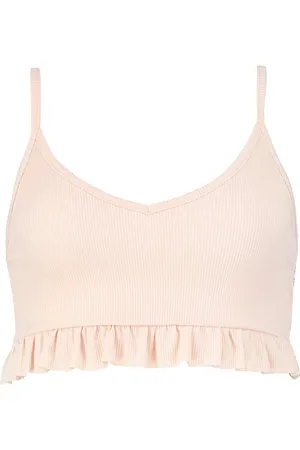 Boohoo Petite Ruffle Ribbed Crop Top