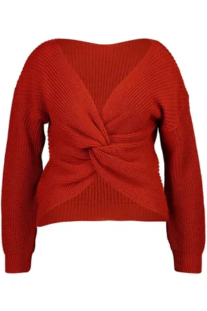 Boohoo Plus Twist Front Knitted Jumper