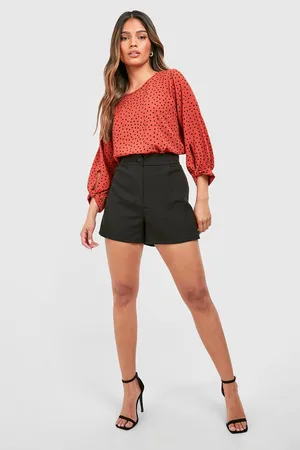 Boohoo Polka Dot Bow Sleeve Woven Blouse