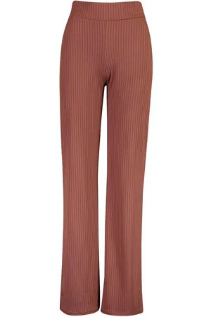Boohoo Petite Jumbo Rib Wide Leg Trousers