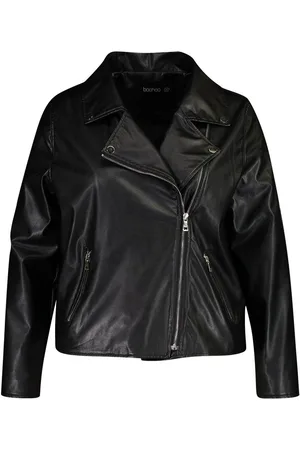Boohoo Plus Faux Leather Zip Biker Jacket