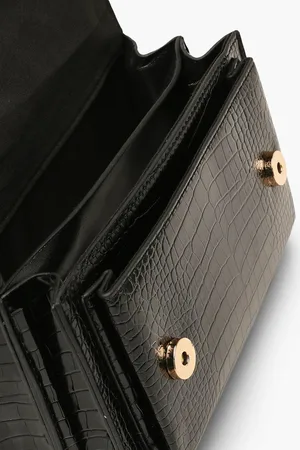 Boohoo Croc Structured Cross Body & Chain Bag