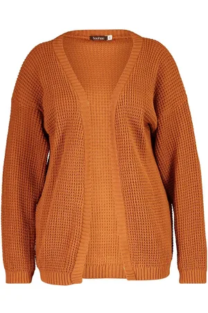 Boohoo Plus Edge To Edge Waffle Knit Cardigan