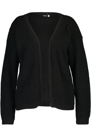 Boohoo Plus Edge To Edge Waffle Knit Cardigan