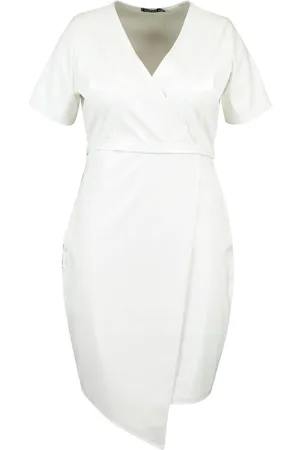 Boohoo Plus Leather Look Wrap Dress