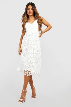 Boohoo Strappy Crochet Lace Skater Midi Dress