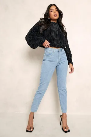 Boohoo Petite High Rise Straight Leg Jeans