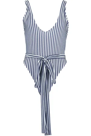 Boohoo Nautical Rope Tie Waist Swimsuit