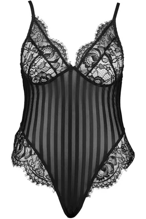 Boohoo Plus Lace Stripe Bodysuit