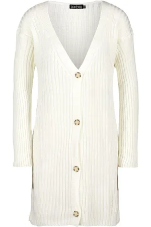 Boohoo Ribbed Button Through Cardigan