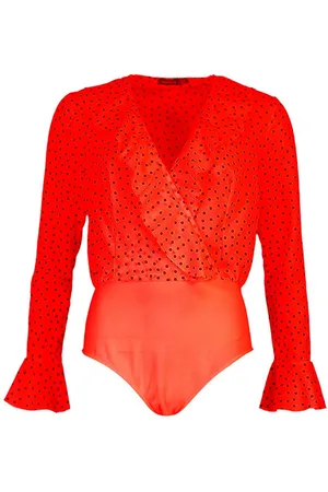 Boohoo Polka Dot Frill Bodysuit
