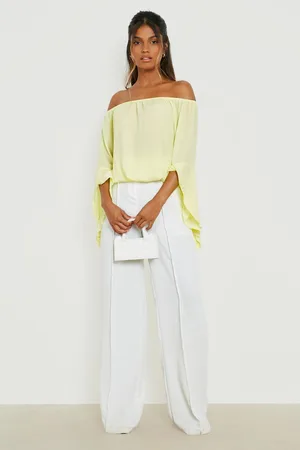 Boohoo Fluted Frill Sleeve Off The Shoulder Top