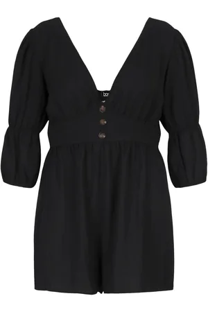 Boohoo Plus Button Detail Playsuit