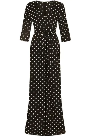 Boohoo Tall Polka Dot Wrap Tie Belt Jumpsuit