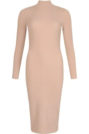 Boohoo Premium Ribbed High Neck Midi Dress