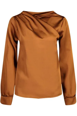 Boohoo Satin Twist Neckline Blouse