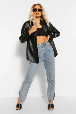 Boohoo Leather Look Denim Shirt