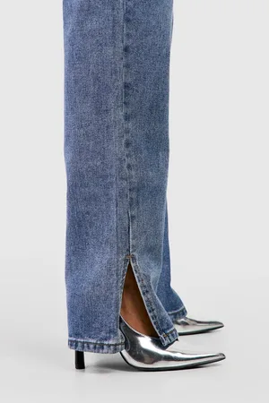 Boohoo High Waisted Split Straight Leg Jeans
