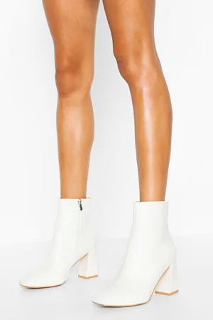 Boohoo Wide Fit Croc Block Heel Shoe Boots