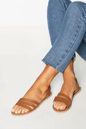 Boohoo Leather 3 Strap Sandals