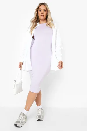 Boohoo Plus Rib Racer Front Midi Bodycon Dress