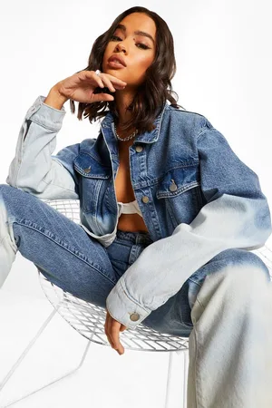 Boohoo Bleach Dip Dye Oversized Denim Jacket