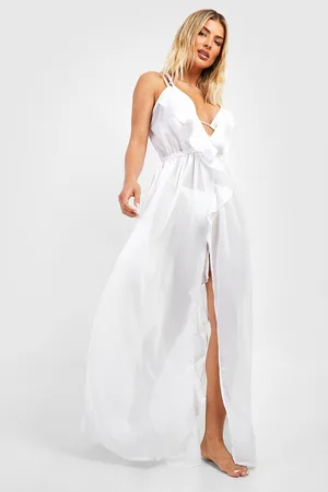 Boohoo Frill Split Maxi Beach Dress