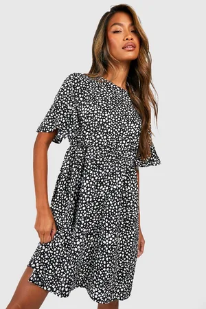 Boohoo Woven Dalmatian Print Smock Dress