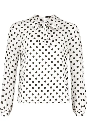 Boohoo Pussy Bow Polka Dot High Neck Blouse
