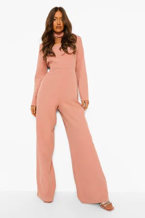 Boohoo High Neck Cut Out Wide Leg Jumpsuit