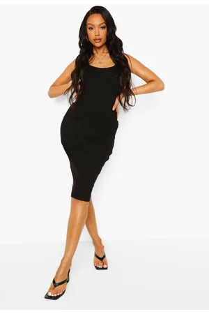 Boohoo Basics Rib Scoop Neck Bodycon Midi Dress