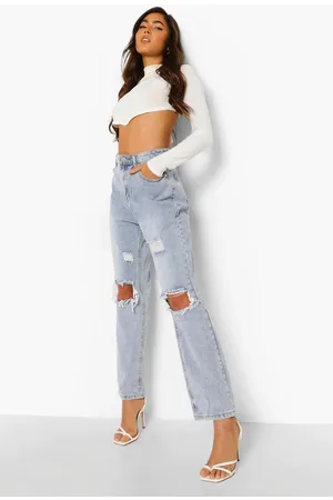 Boohoo Knee Rip Straight Leg Jeans