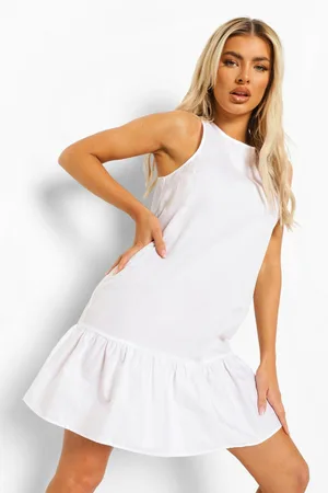 Boohoo Cotton Frill Hem Shift Dress