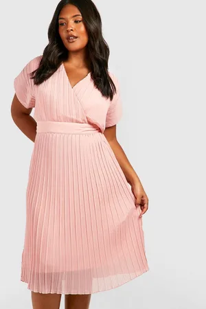 Boohoo Plus Occasion Pleated Wrap Midi Dress