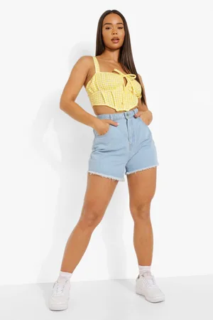 Boohoo Gingham Corset Style Crop Top
