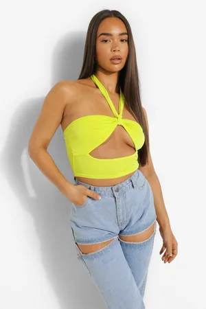 Boohoo Slinky Cut Out Halter Top