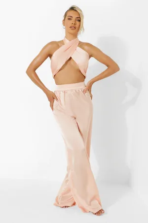 Boohoo Satin Wide Leg Resort Trouser