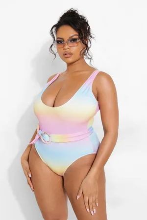 Boohoo Plus Ombre Crinkle Swimsuit