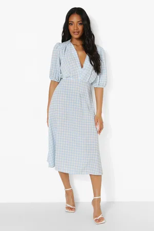 Boohoo Petite Gingham Woven Midaxi Dress