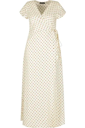 Boohoo Plus Polka Dot Wrap Maxi Dress