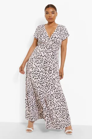 Boohoo Plus Animal Wrap Maxi Dress